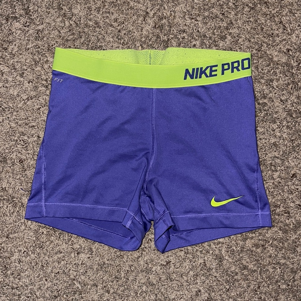 Light Purple and Yellow Nike Pro Shorts
